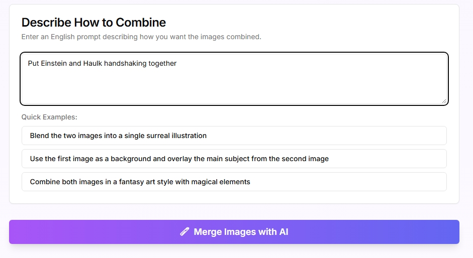 Description input area example